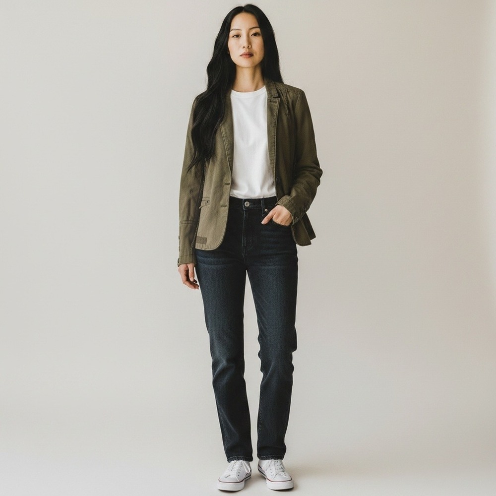 Anthropologie Blazer 2 Olive Mixed Media Houndstooth Military Layering Fall